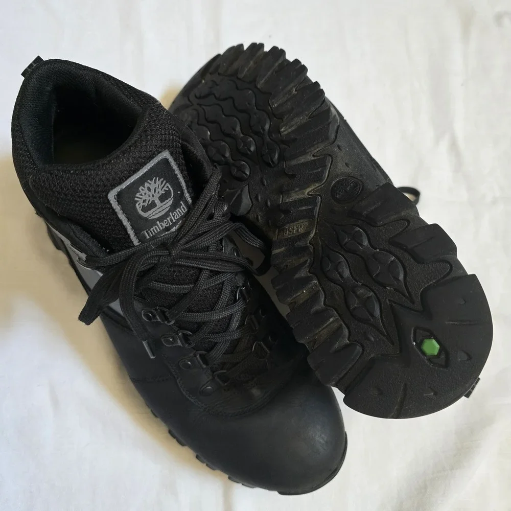 Timberland Mt Maddsen Mid Waterproof Black Leather Hiking Boots Mens 11.5 A2960‎